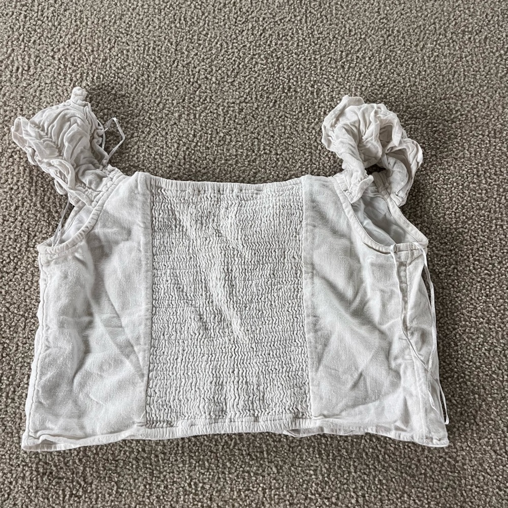 Women's Ruffled White Top - Picture 2 of 2
